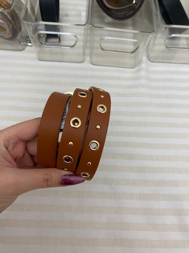 Kadın Parlak Kahverengi Deri Kemer - Görsel 3