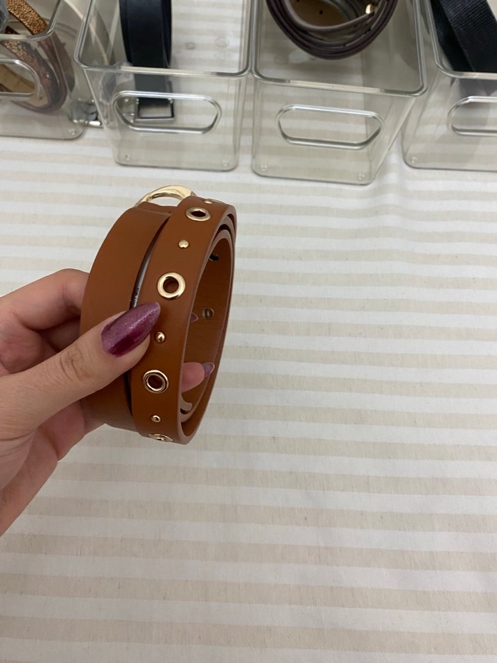 Kadın Parlak Kahverengi Deri Kemer - Görsel 2