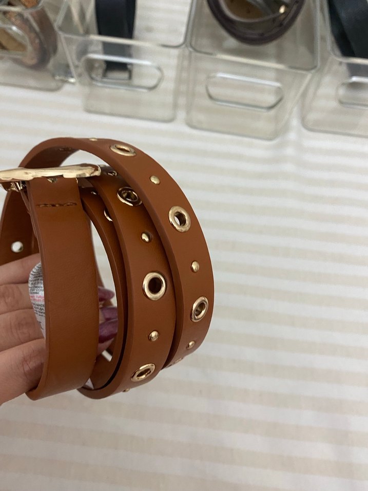 Kadın Parlak Kahverengi Deri Kemer - Görsel 4