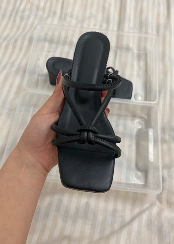 Siyah Yılan Desenli Kadın Topuklu Sandalet - Görsel 7