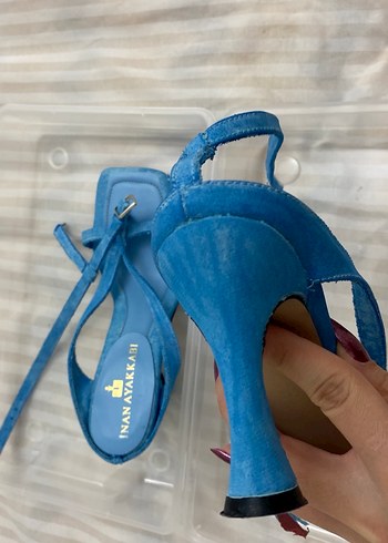 Mavi Bağcıklı Stiletto Kadın Sandalet - Görsel 5