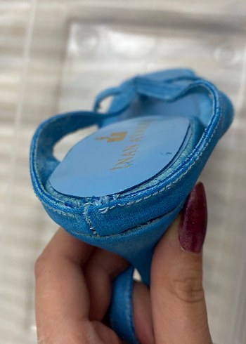 Mavi Bağcıklı Stiletto Kadın Sandalet - Görsel 3