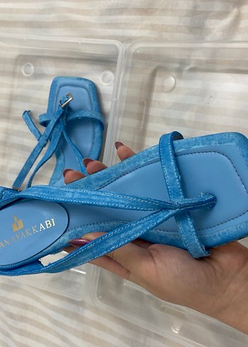 Mavi Bağcıklı Stiletto Kadın Sandalet - Görsel 2