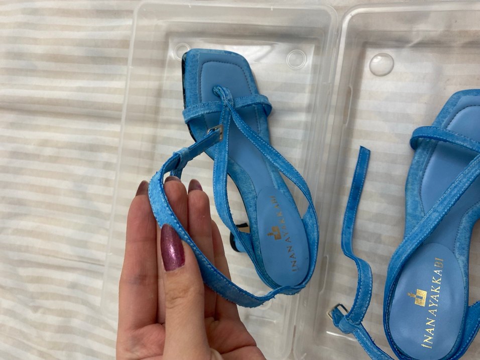 Mavi Bağcıklı Stiletto Kadın Sandalet - Görsel 4