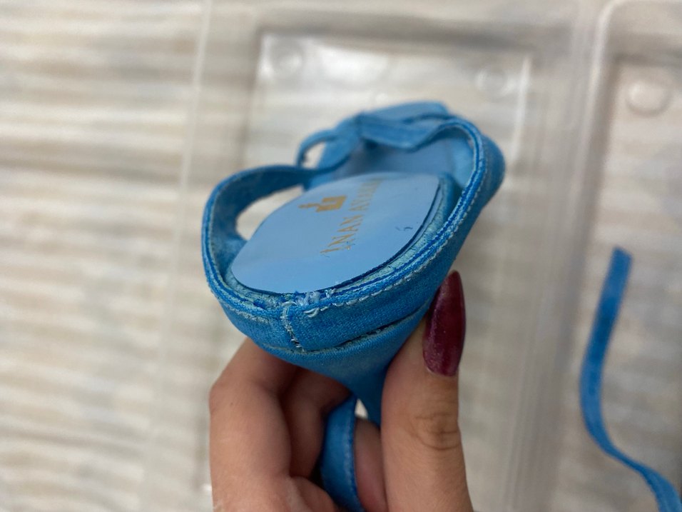 Mavi Bağcıklı Stiletto Kadın Sandalet - Görsel 3