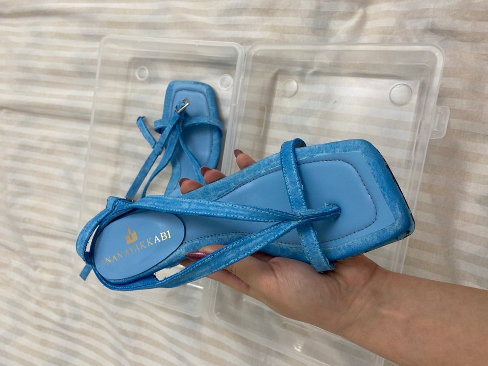 Mavi Bağcıklı Stiletto Kadın Sandalet - Görsel 2