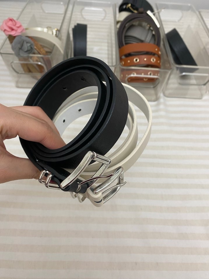 2li Kadın Deri Tokalı Beyaz Kemer - Görsel 2