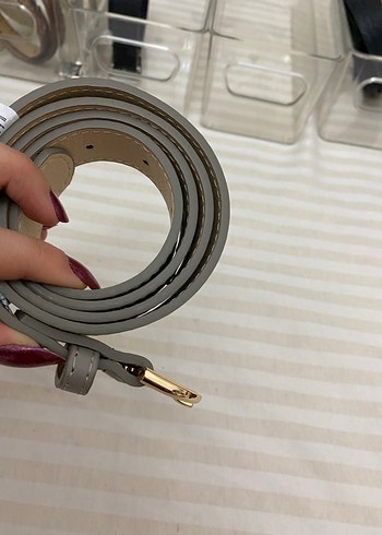 Gri Deri Tokalı Kadın Kemer - Görsel 2