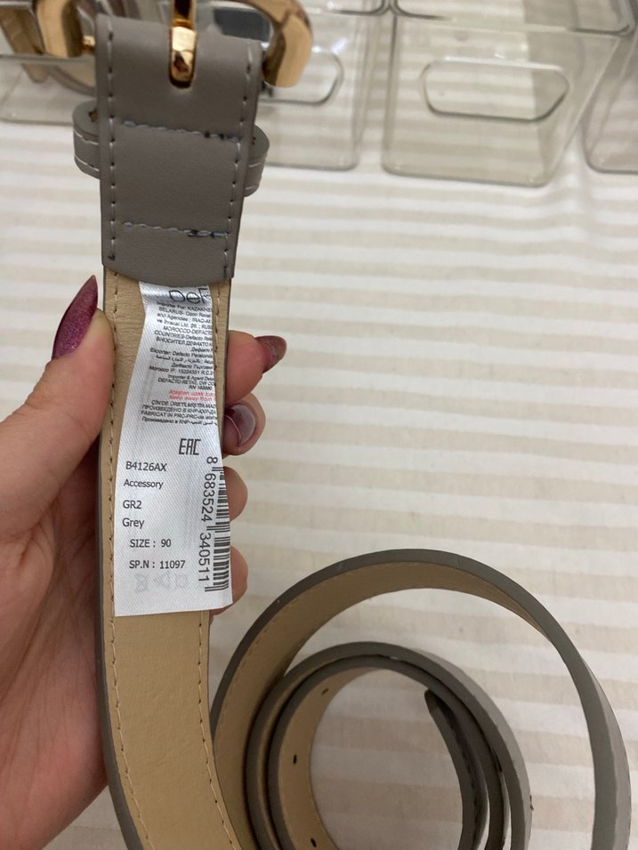 Gri Deri Tokalı Kadın Kemer - Görsel 3