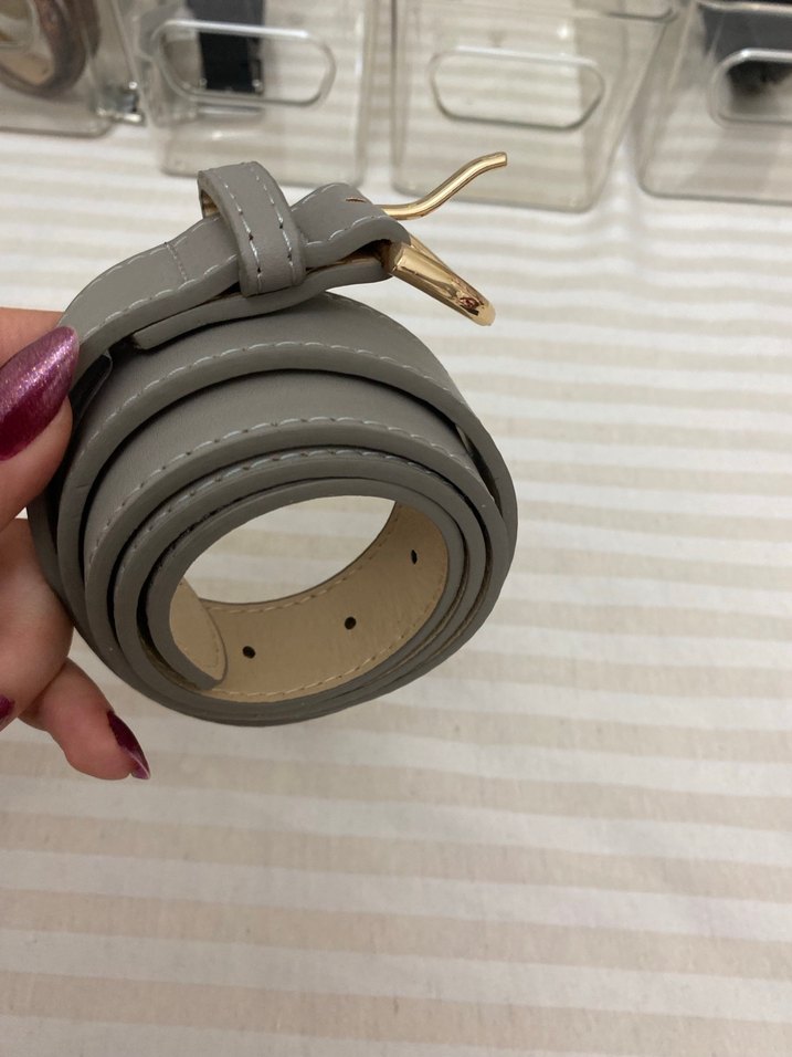 Gri Deri Tokalı Kadın Kemer - Görsel 4