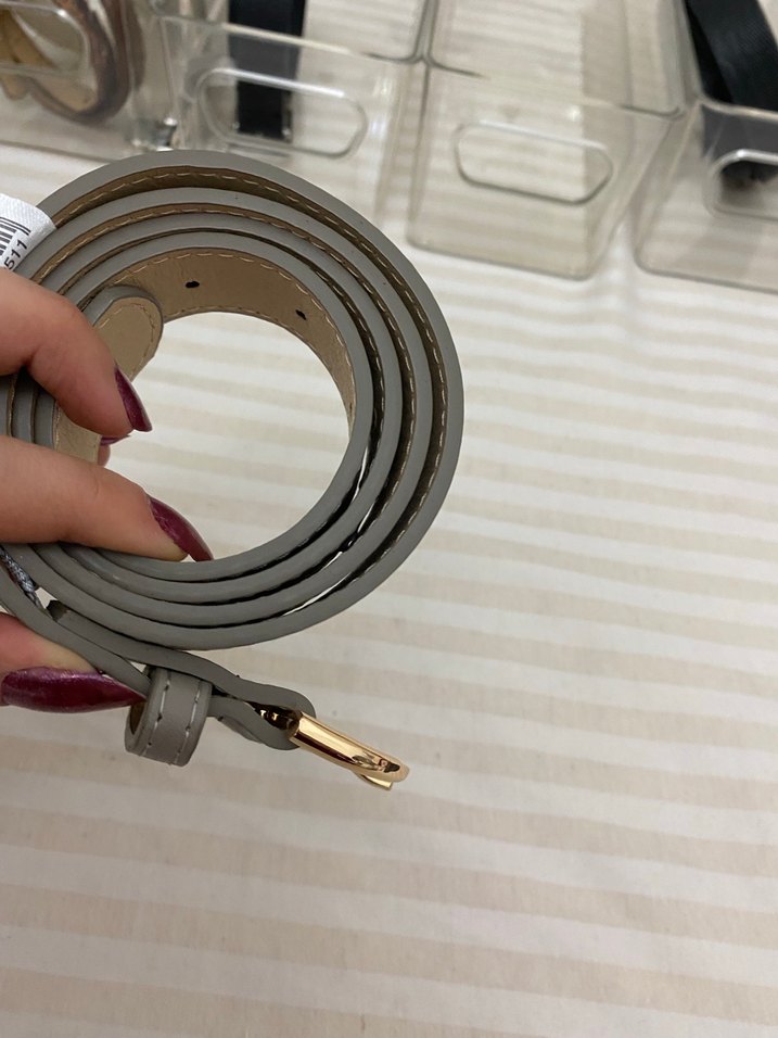 Gri Deri Tokalı Kadın Kemer - Görsel 2