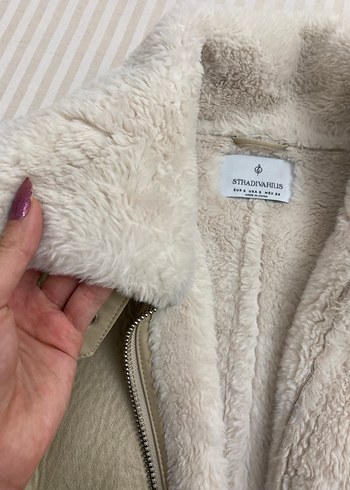 Stradivarius bej Süet Kürklü Kadın Ceket - Görsel 9