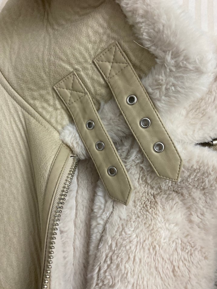 Stradivarius bej Süet Kürklü Kadın Ceket - Görsel 4