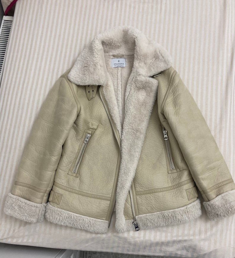 Stradivarius bej Süet Kürklü Kadın Ceket - Görsel 2