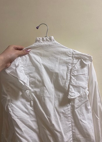 Koton Yakalı Beyaz Kadın Keten Gömlek - Görsel 5