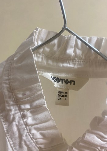 Koton Yakalı Beyaz Kadın Keten Gömlek - Görsel 3