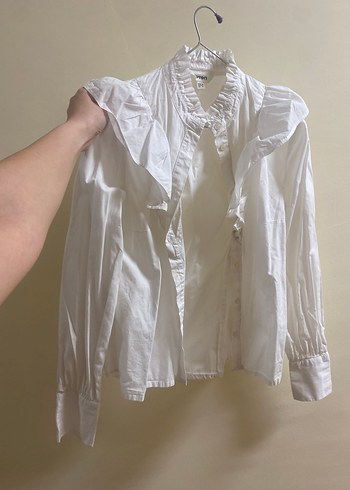 Koton Yakalı Beyaz Kadın Keten Gömlek - Görsel 8