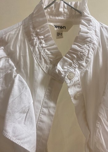 Koton Yakalı Beyaz Kadın Keten Gömlek - Görsel 4