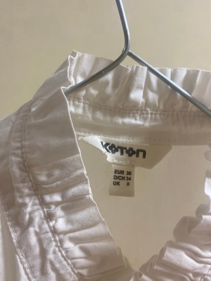 Koton Yakalı Beyaz Kadın Keten Gömlek - Görsel 3