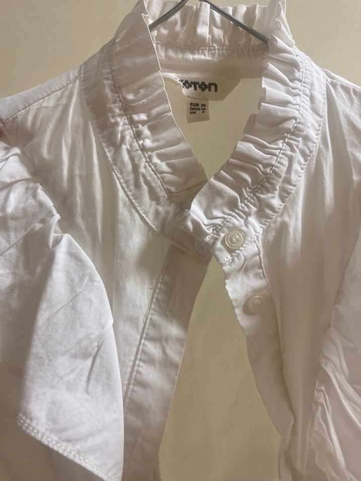 Koton Yakalı Beyaz Kadın Keten Gömlek - Görsel 4