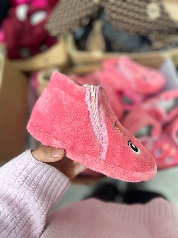 Kız Çocuk Pembe  Fermuarlı Ev Terliği panduf - Görsel 3