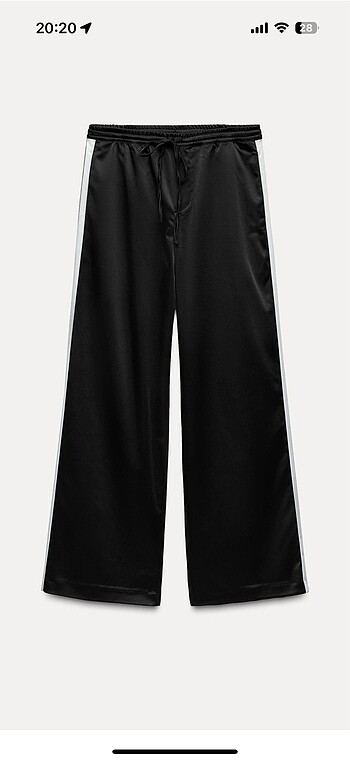 Zara yanları şeritli saten pantolon