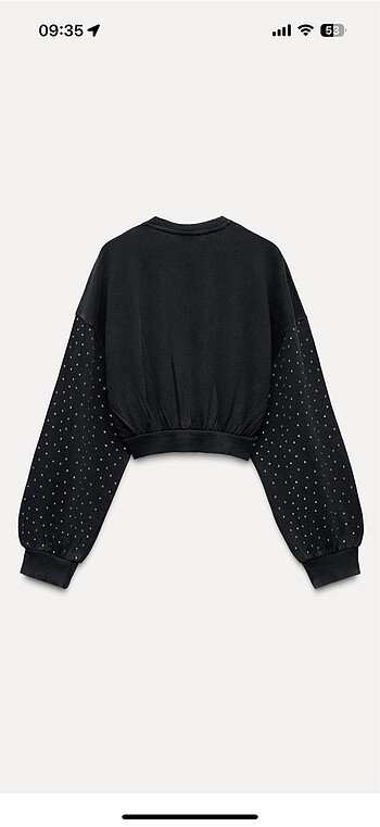 s Beden siyah Renk Zara taşlı crop