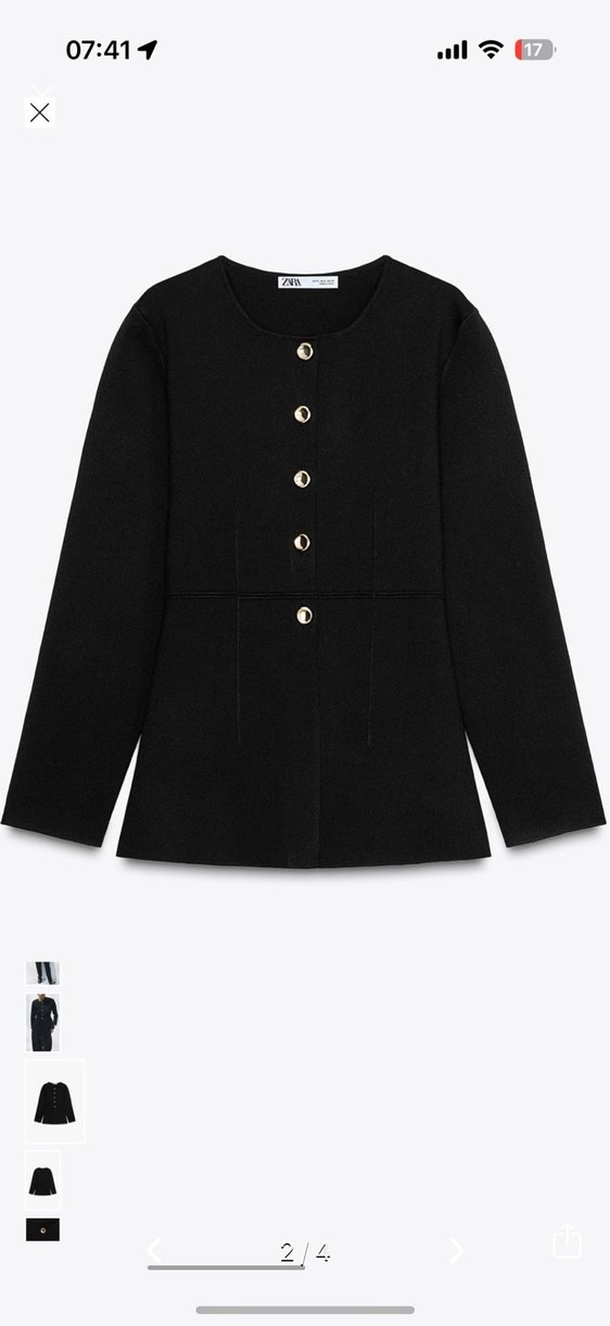 Düğmeli Siyah Zara ceket - Görsel 4