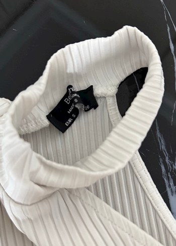 Beyaz Pilili Uzun Kollu Boğazlı Bluz - Görsel 2