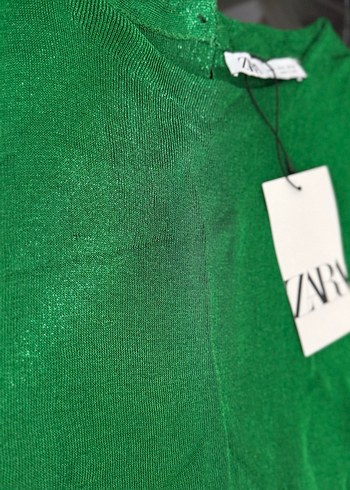 Zara Kadın Yeşil Fermuarlı Triko - Görsel 3