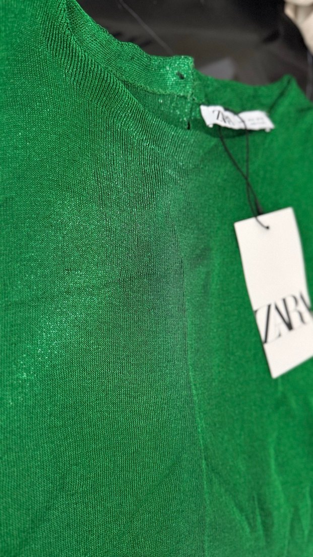 Zara Kadın Yeşil Fermuarlı Triko - Görsel 3
