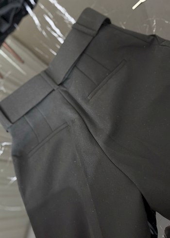 Kadın Siyah Kemerli Kumaş Pantolon - Görsel 4