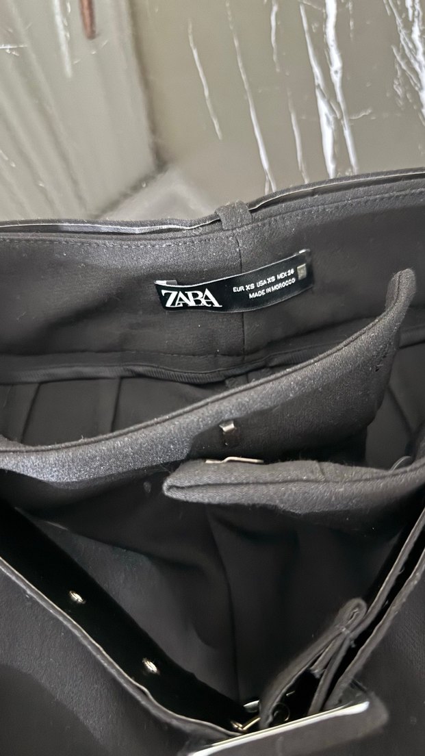 Kadın Siyah Kemerli Kumaş Pantolon - Görsel 5