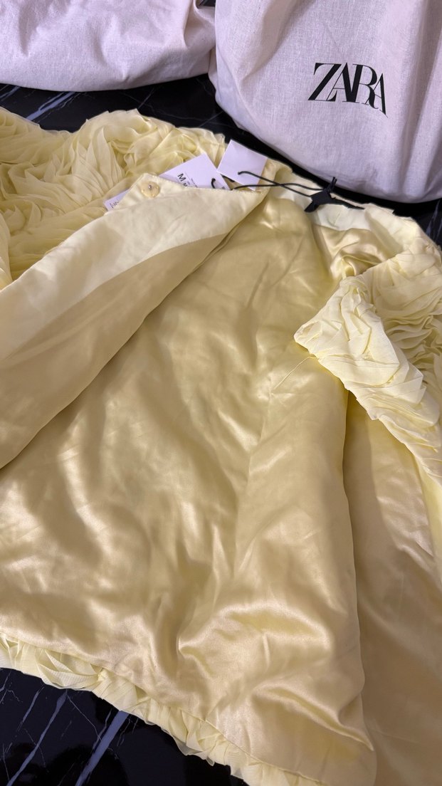 Sarı Mini Fırfırlı Kadın Ceket - Görsel 2