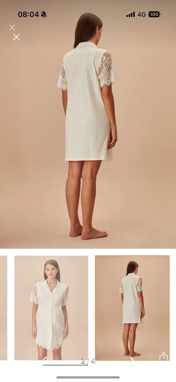 Dantel Detaylı Beyaz hamile Gecelik - Görsel 3