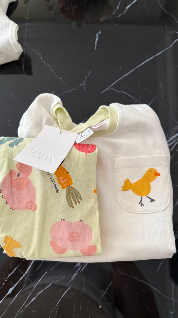 Zara kız çocuk Pamuklu Baskılı Takım - Görsel 2