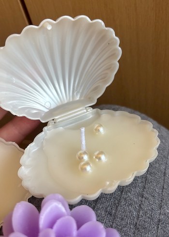 Diğer Mor Çiçek Şeklinde Mum ve Deniz Kabuğu Kutusu 5li