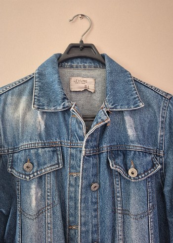 m Beden Düğmeli Mavi Kadın Denim Ceket