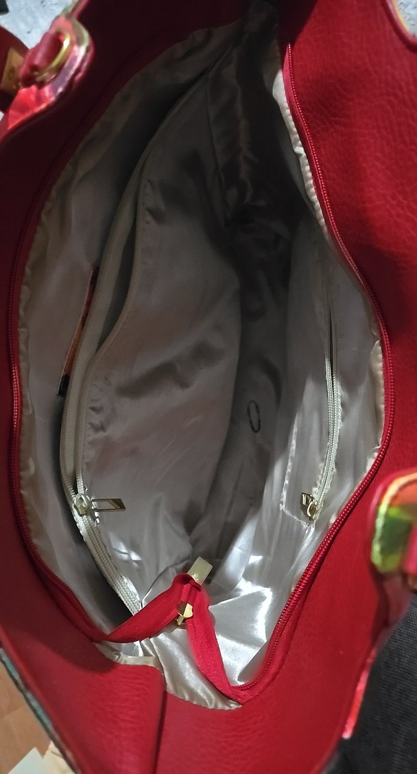 Çiçek Desenli Çok Renkli Deri Kadın Çantası - Görsel 3