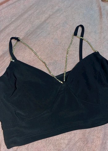 Zincir Detaylı Siyah Mini Büstiyer - Görsel 5