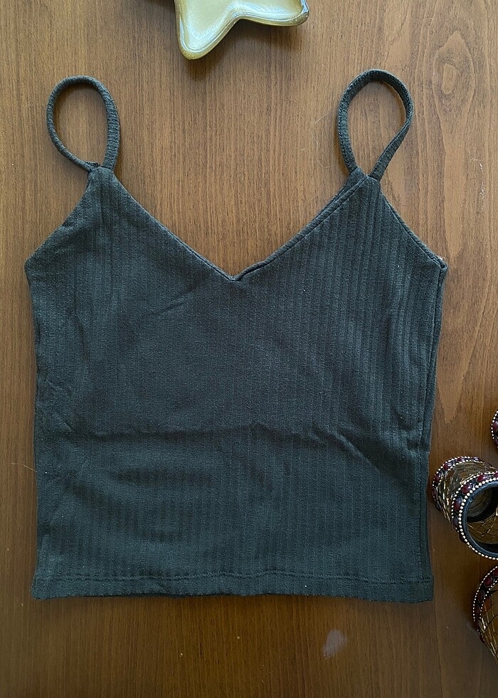 Koyu Yeşil Askılı Crop - Görsel 4