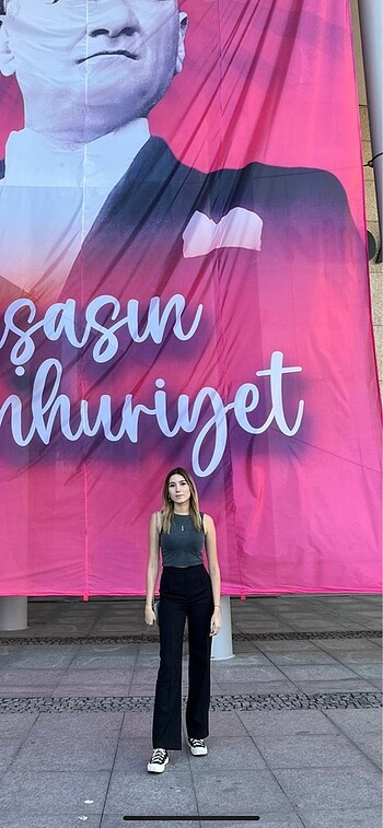 Siyah Yüksek Bel Pantolon - Görsel 6