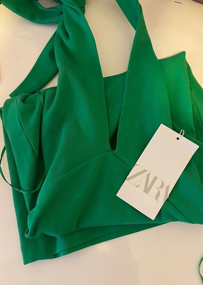 Zara Yeşil Mini Elbise - Görsel 2