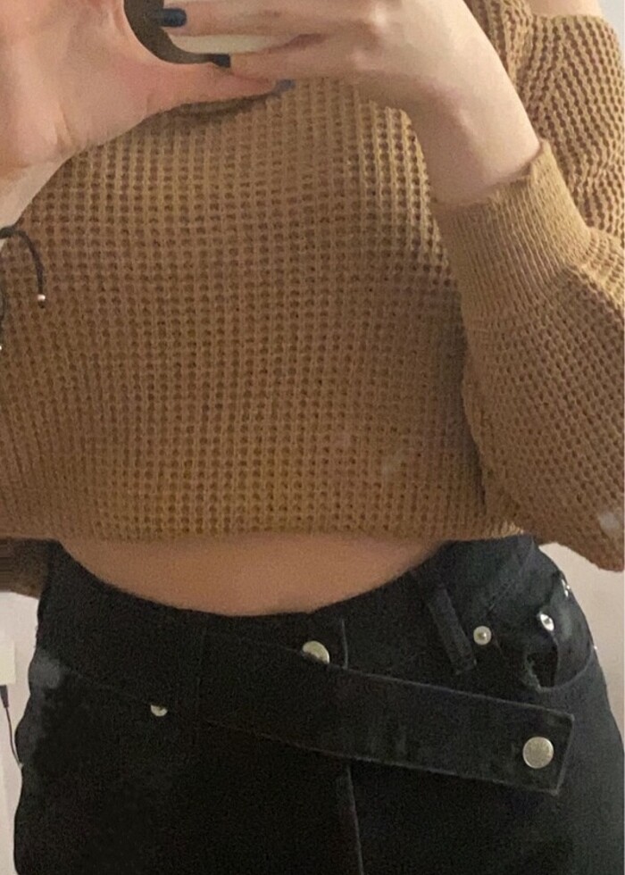 Omzu Açık Triko Kazak - Görsel 3