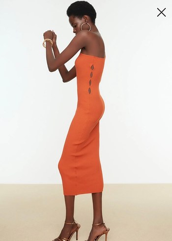 Trendyolmilla Turuncu Uzun Elbise - Görsel 2