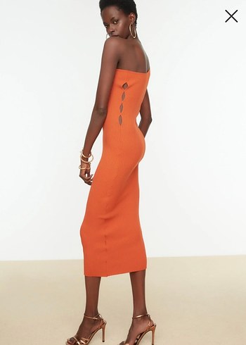 Trendyolmilla Turuncu Uzun Elbise - Görsel 5