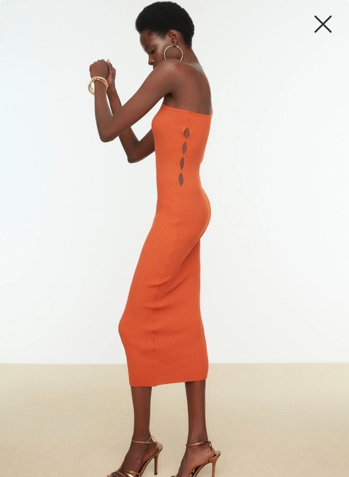 Trendyolmilla Turuncu Uzun Elbise - Görsel 2