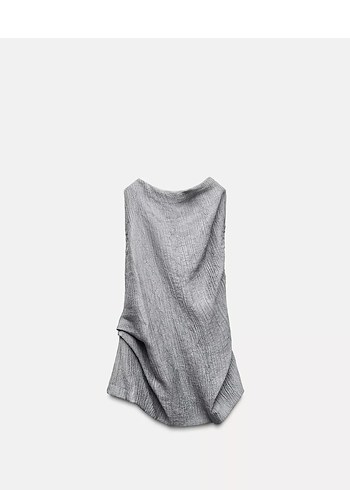 Zara Sırt Dekolteli Gri Bluz - Görsel 4