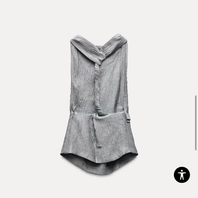 Zara Sırt Dekolteli Gri Bluz - Görsel 2