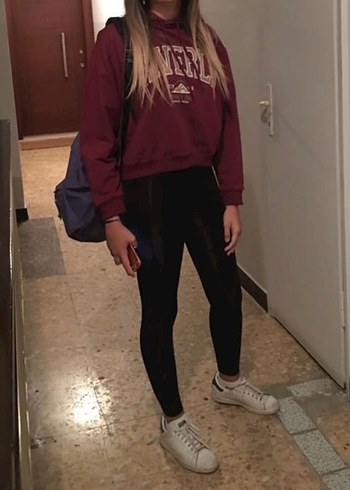 Bordo Kapüşonlu Sweatshirt - Görsel 4